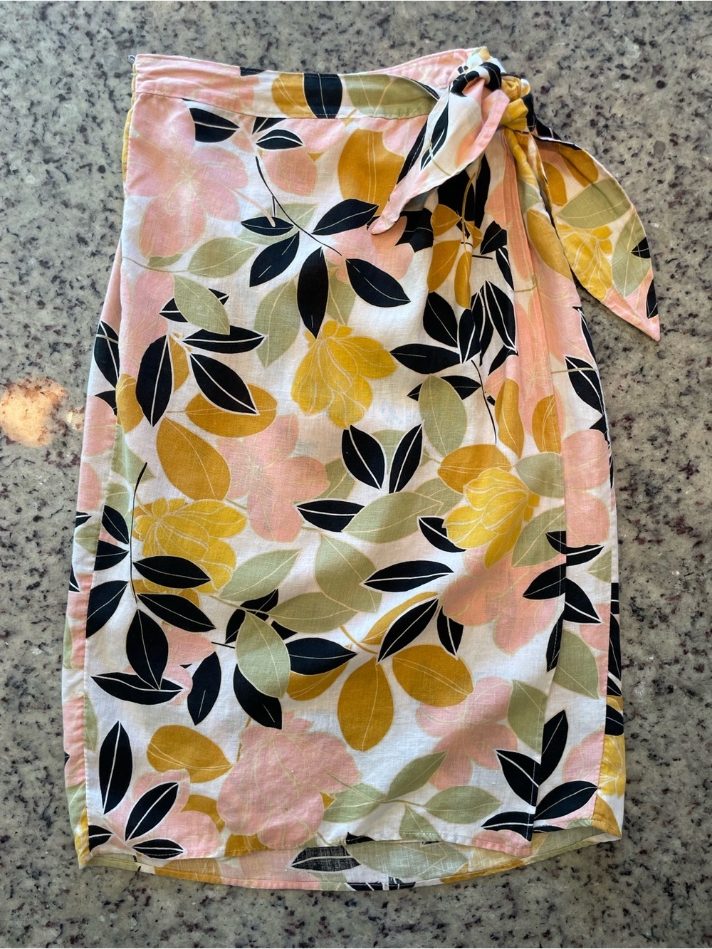 New Rachel Zoe 100% linen Floral wrap midi skirt M